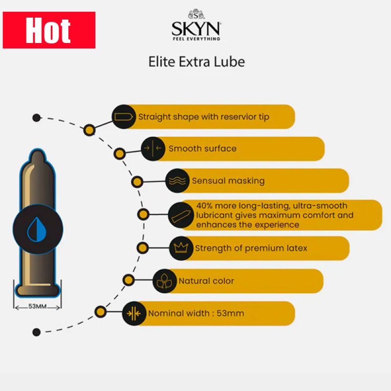 SKYN Elite Extra Lube 超薄非乳膠超潤滑 12 片裝安全套