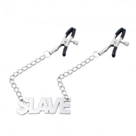 Zeds Production "SLAVE" 字母金屬牌鏈條乳夾