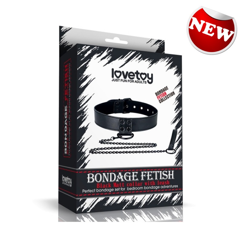 LoveToy Bondage Fetish 黑色啞光項圈帶皮帶