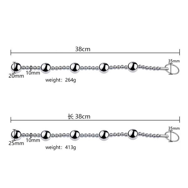 Zeds Production Stainless Steel 5 Anal Beads with size 20mm and 25mm