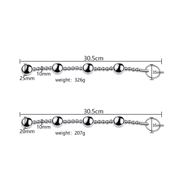 Zeds Production Stainless Steel 4 Anal Beads with hand holding