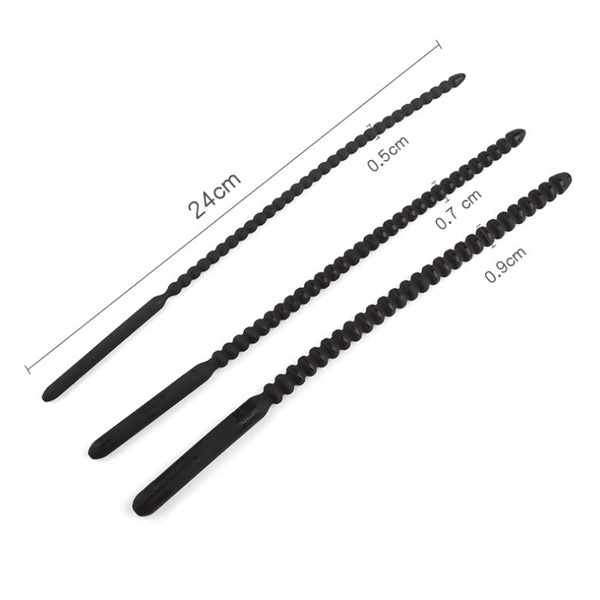 Silicone Beaded Penis Plug with size measurement