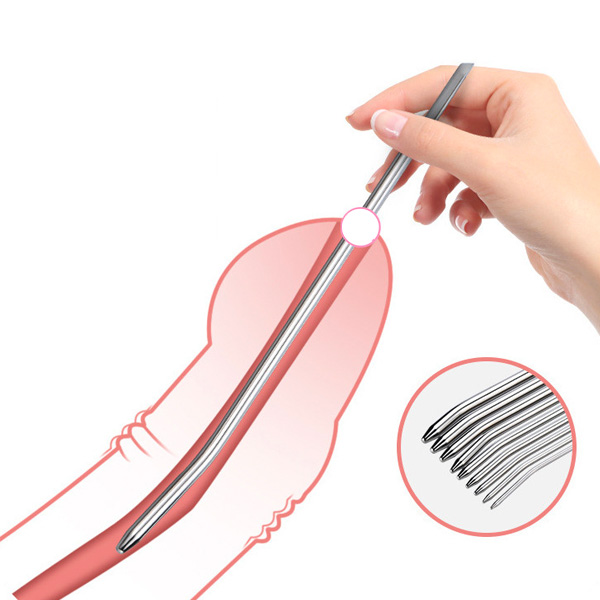 Zeds Production Deep Stimulation Urethral Plug with a hand showing how to use it