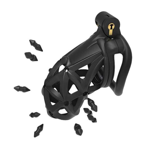 Zeds Production Diamond Chastity Cage With Removable Silicone Spikes - Short
