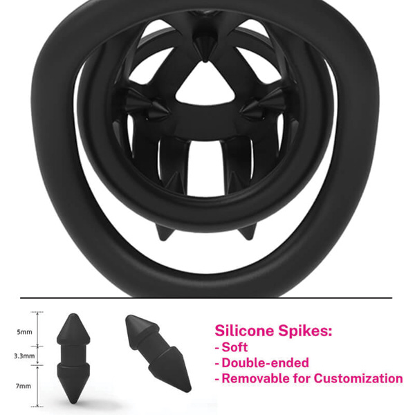 Zeds Production Diamond Chastity Cage With Removable Silicone Spikes - Short