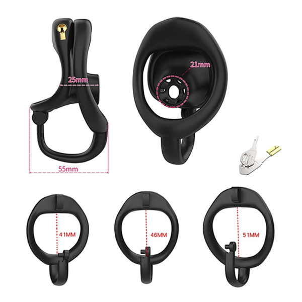 Chastity Cage D13 Negative Pressure Lock with all the size mearsurement in a full pack