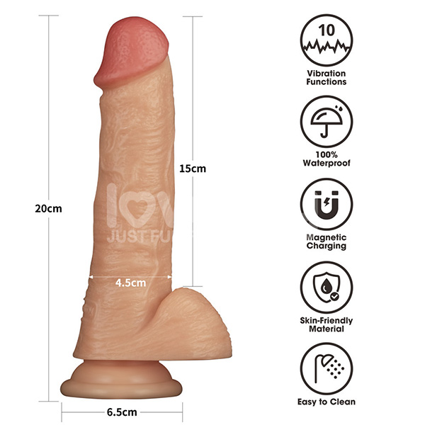 Lovetoy 8 inch Vibrating Power Basics Cock with size measurement